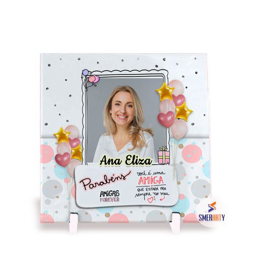 Presente Aniversário Melhor amiga - Azulejo personalizado com foto