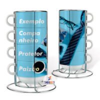 Kit 4 xícaras + suporte: Presente perfeito para pais.
