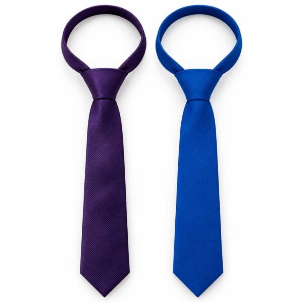 Kit 2 gravatas sociais slim violeta e azul royal