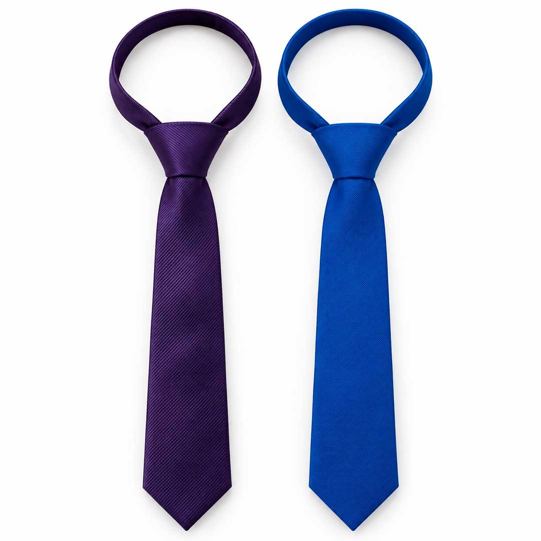 Kit 2 gravatas sociais slim violeta e azul royal